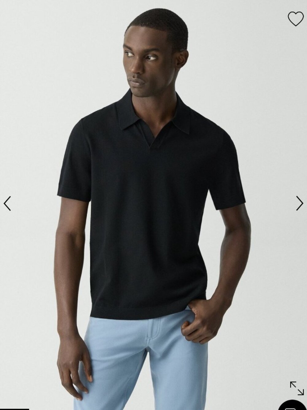 Theory Men's Brenan Polo Short Sleeve Size Medium 100% Cotton Black